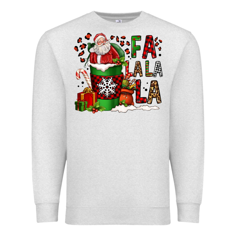 Fa La La La La Christmas Santa Claus Coffee Cup Premium Sweatshirt by FaDigitalArtStudio | Teevron