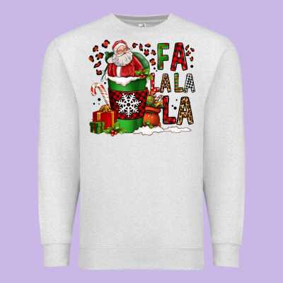 Fa La La La La Christmas Santa Claus Coffee Cup Premium Sweatshirt Designed By Fadigitalartstudio