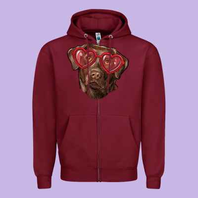 Zipper Hoodie labrador retriever with love glass
