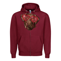 Burgundy labrador retriever with love glass Zipper Hoodie - RanaPortraitStore
