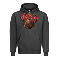 Charcoal Heather labrador retriever with love glass Zipper Hoodie - RanaPortraitStore