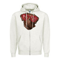 Oatmeal Heather labrador retriever with love glass Zipper Hoodie - RanaPortraitStore