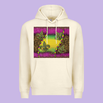 Mardi Gras  Leopard Pink Glitter Premium Hoodie Designed By Barkaloodesign