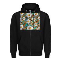Black Leopard And Tiger Daisy Zipper Hoodie - RanaPortraitStore