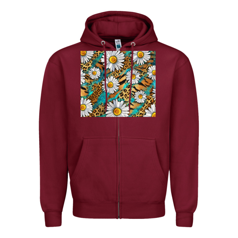 Leopard And Tiger Daisy Zipper Hoodie by RanaPortraitStore | Teevron