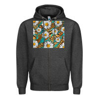 Charcoal Heather Leopard And Tiger Daisy Zipper Hoodie - RanaPortraitStore