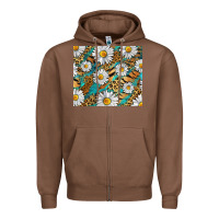 Chestnut Leopard And Tiger Daisy Zipper Hoodie - RanaPortraitStore