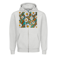 Dove Grey Leopard And Tiger Daisy Zipper Hoodie - RanaPortraitStore
