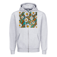 Heather Grey Leopard And Tiger Daisy Zipper Hoodie - RanaPortraitStore