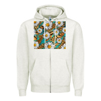 Oatmeal Heather Leopard And Tiger Daisy Zipper Hoodie - RanaPortraitStore
