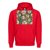Red Leopard And Tiger Daisy Zipper Hoodie - RanaPortraitStore