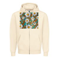 Sandshell Leopard And Tiger Daisy Zipper Hoodie - RanaPortraitStore