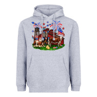 Heather Grey Barn farm animals 4th of July Heavyweight Hoodie - Neo Western