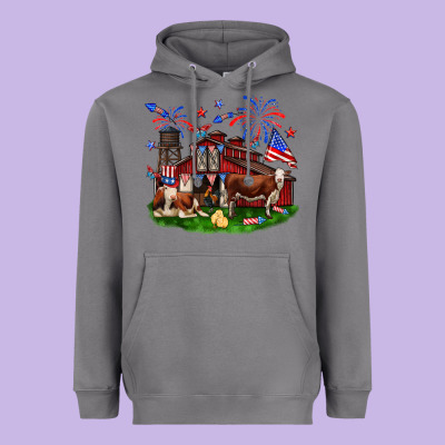 Barn Farm Animals 4th Of July Heavyweight Hoodie Designed By Neo Western
