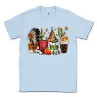 Dusty Blue coffee cups indian headdress Classic Tee - texasbilliewilder