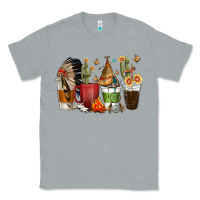 Heather Grey coffee cups indian headdress Classic Tee - texasbilliewilder