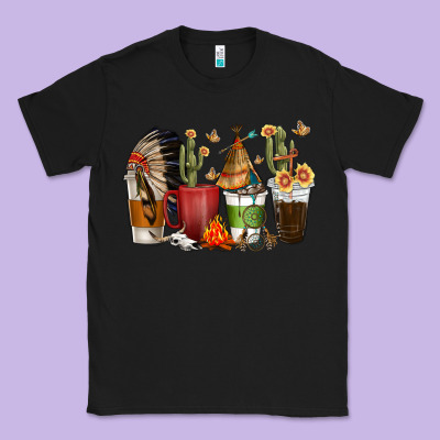 Classic Tee coffee cups indian headdress