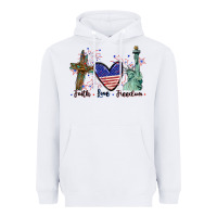 White Faith love Freedom 4th of july Heavyweight Hoodie - CowGirlArtShop