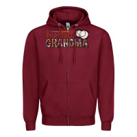 Burgundy baseball grandma with leopard Zipper Hoodie - texasbilliewilder