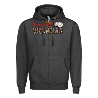 Charcoal Heather baseball grandma with leopard Zipper Hoodie - texasbilliewilder