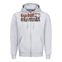Heather Grey baseball grandma with leopard Zipper Hoodie - texasbilliewilder