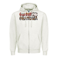 Oatmeal Heather baseball grandma with leopard Zipper Hoodie - texasbilliewilder
