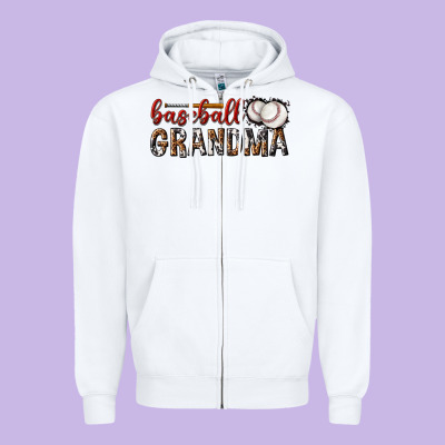 Zipper Hoodie baseball grandma with leopard