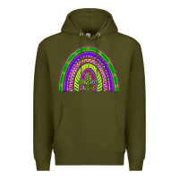 Army Green mardi gras rainbow Premium Hoodie - BarkalooDesign