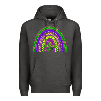 Charcoal Heather mardi gras rainbow Premium Hoodie - BarkalooDesign