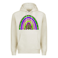 Oatmeal Heather mardi gras rainbow Premium Hoodie - BarkalooDesign