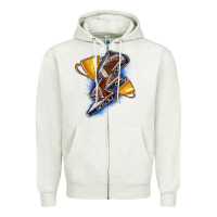 Oatmeal Heather football lightning bolt Zipper Hoodie - Zillion Design Studio