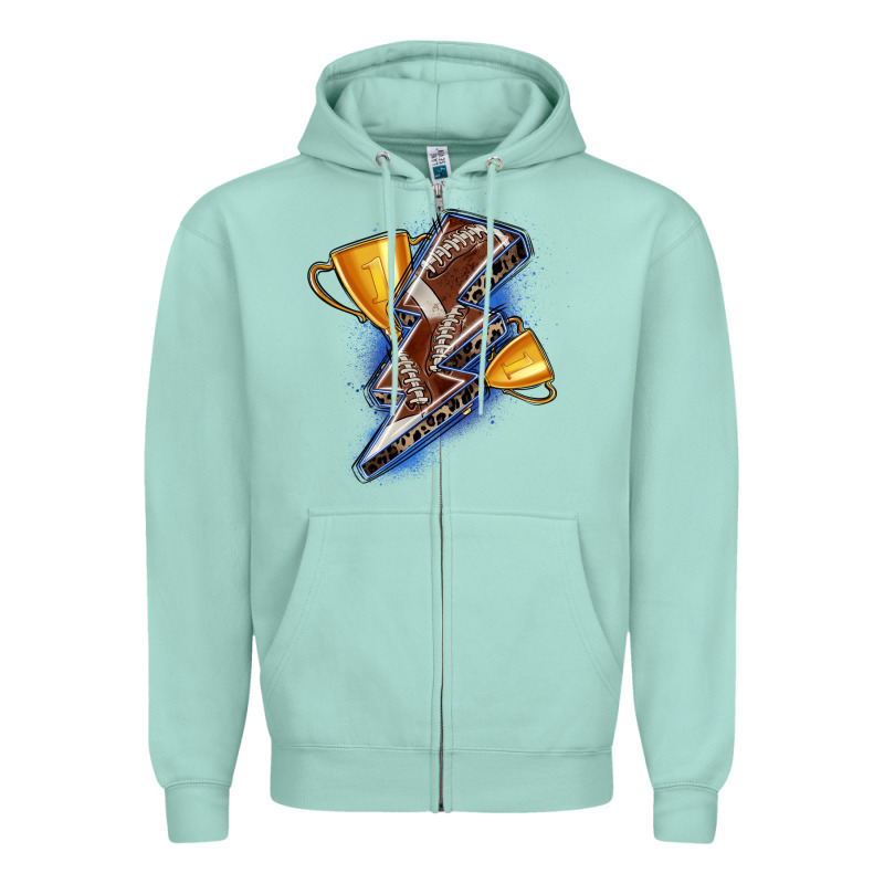 Football Lightning Bolt Zipper Hoodie by Zillion Design Studio | Teevron