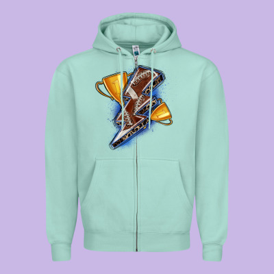Football Lightning Bolt Zipper Hoodie Designed By Zillion Design Studio