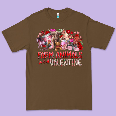 Farm Animals Is My Valentine Premium Tee Designed By Racoondesign