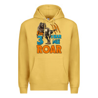 Antique Gold i'm three hear me roar dinosaur birthday Premium Hoodie - LillyAllenDesigns