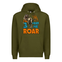 Army Green i'm three hear me roar dinosaur birthday Premium Hoodie - LillyAllenDesigns