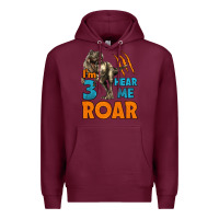 Burgundy i'm three hear me roar dinosaur birthday Premium Hoodie - LillyAllenDesigns