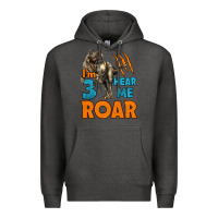Charcoal Heather i'm three hear me roar dinosaur birthday Premium Hoodie - LillyAllenDesigns