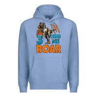 Colony Blue i'm three hear me roar dinosaur birthday Premium Hoodie - LillyAllenDesigns