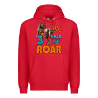 Red i'm three hear me roar dinosaur birthday Premium Hoodie - LillyAllenDesigns