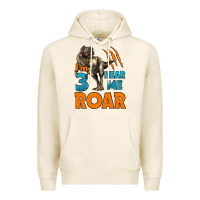 Tofu i'm three hear me roar dinosaur birthday Premium Hoodie - LillyAllenDesigns