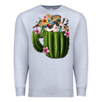Heather Grey day of the dead mexican cactus Premium Sweatshirt - FaDigitalArtStudio
