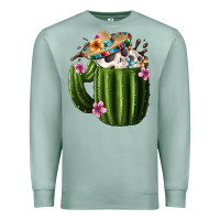 Seafoam day of the dead mexican cactus Premium Sweatshirt - FaDigitalArtStudio