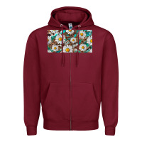 Burgundy leopard daisy Zipper Hoodie - RanaPortraitStore
