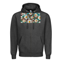 Charcoal Heather leopard daisy Zipper Hoodie - RanaPortraitStore