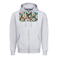 Heather Grey leopard daisy Zipper Hoodie - RanaPortraitStore