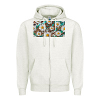 Oatmeal Heather leopard daisy Zipper Hoodie - RanaPortraitStore
