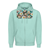 Seafoam leopard daisy Zipper Hoodie - RanaPortraitStore