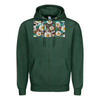 Sports Green leopard daisy Zipper Hoodie - RanaPortraitStore