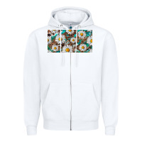 White leopard daisy Zipper Hoodie - RanaPortraitStore